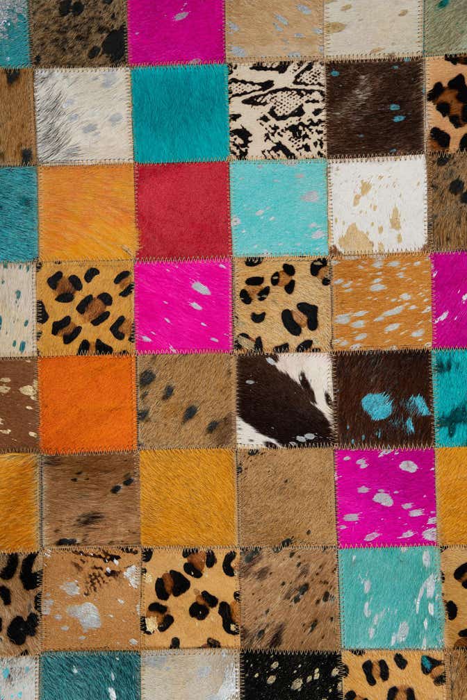 5' 1 x 8' 1 Cowhide Leather Rug