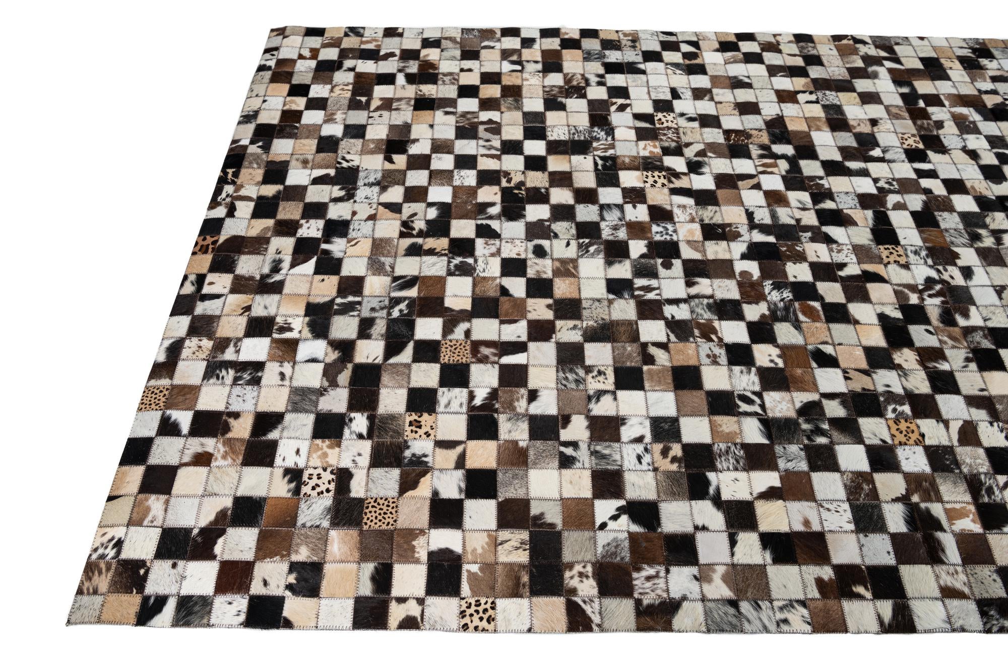 5' x 8' Cowhide Leather Rug