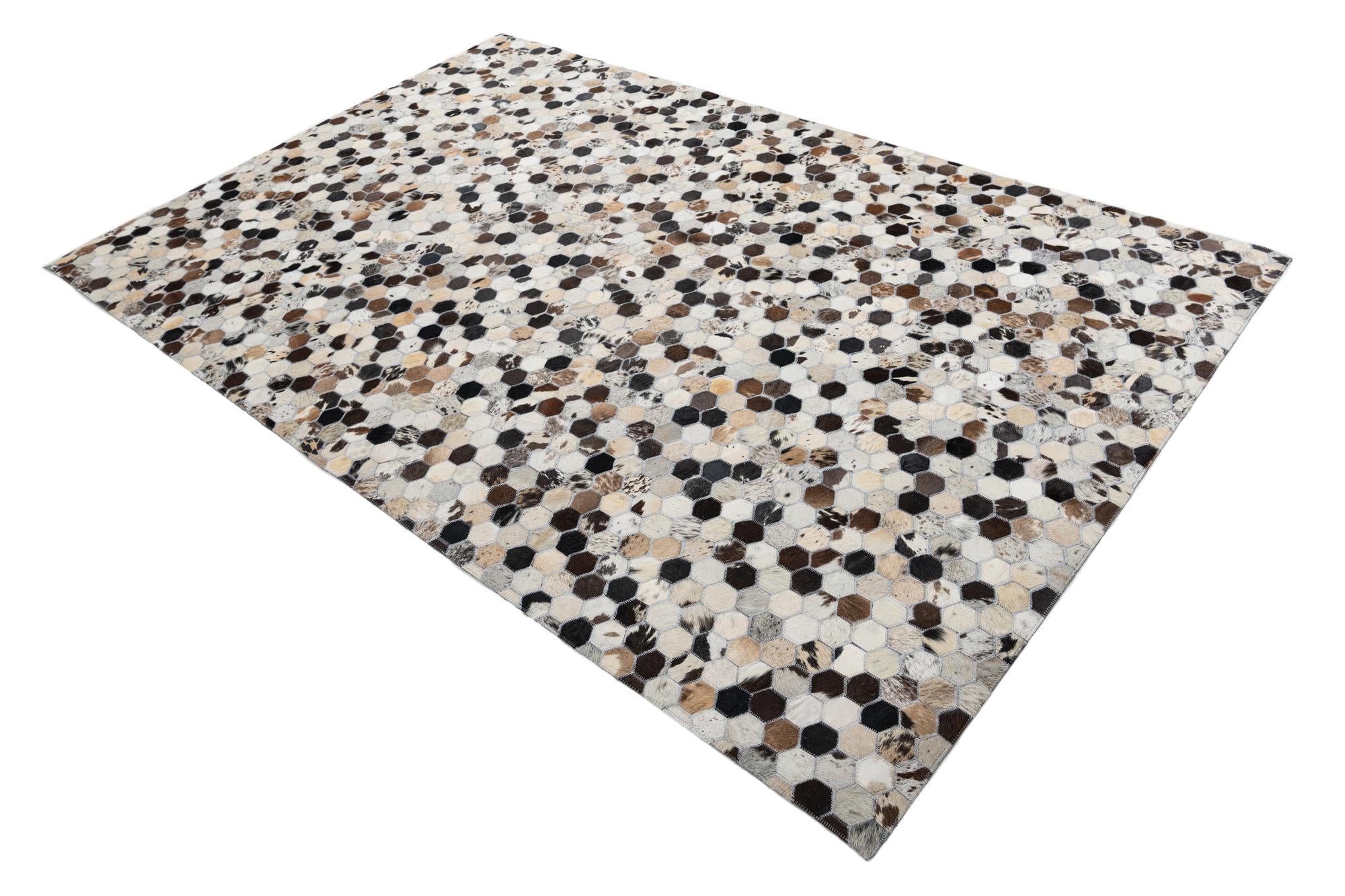 5' 1 x 7' 10 Cowhide Leather Rug