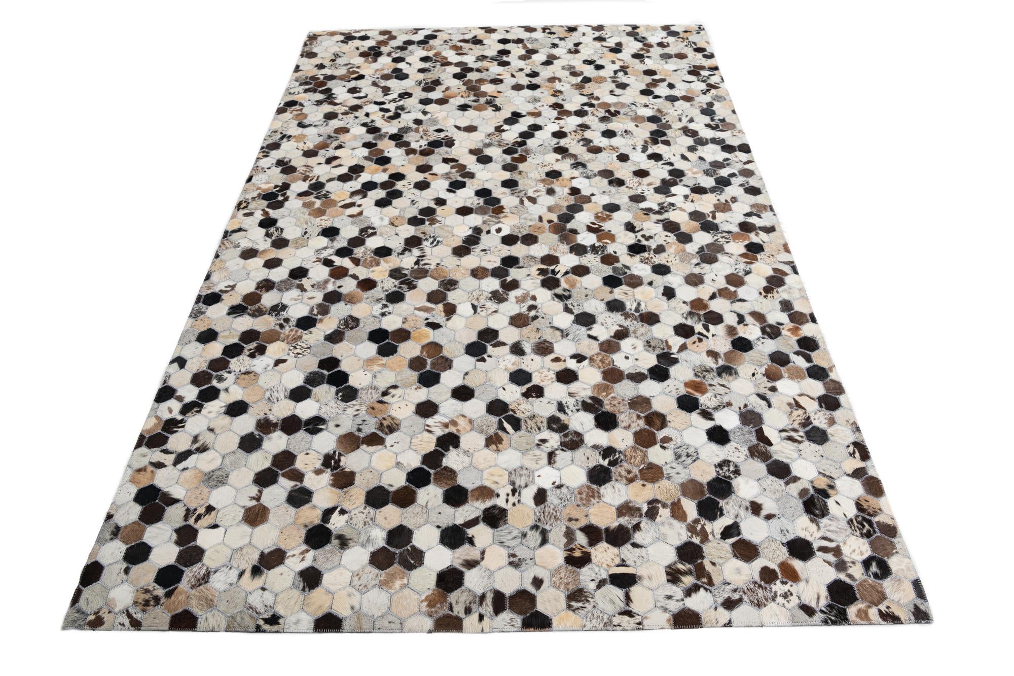 5' 1 x 7' 10 Cowhide Leather Rug