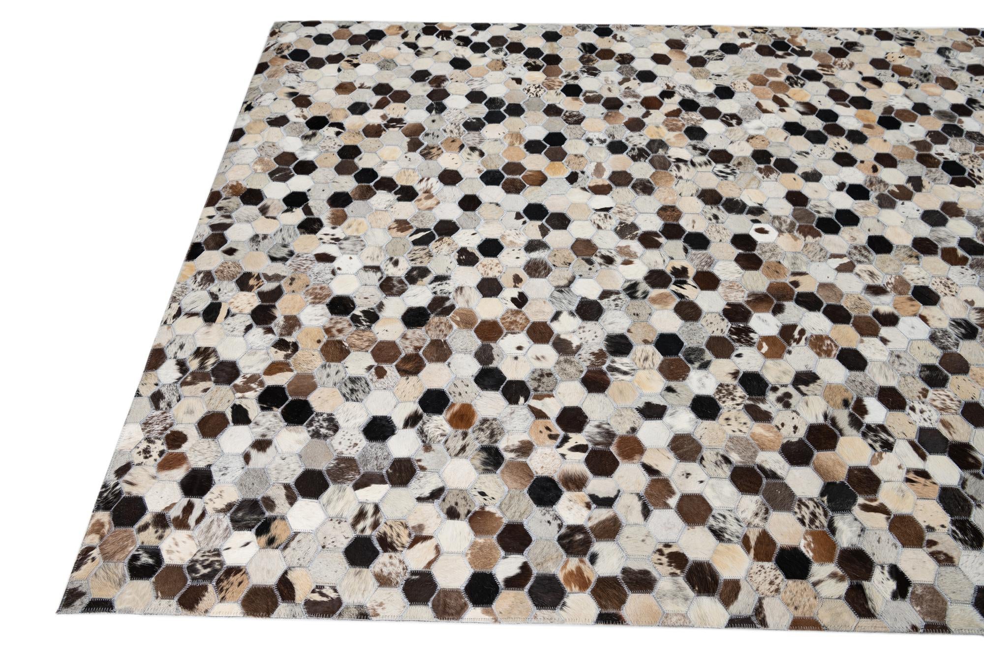 5' 1 x 7' 10 Cowhide Leather Rug