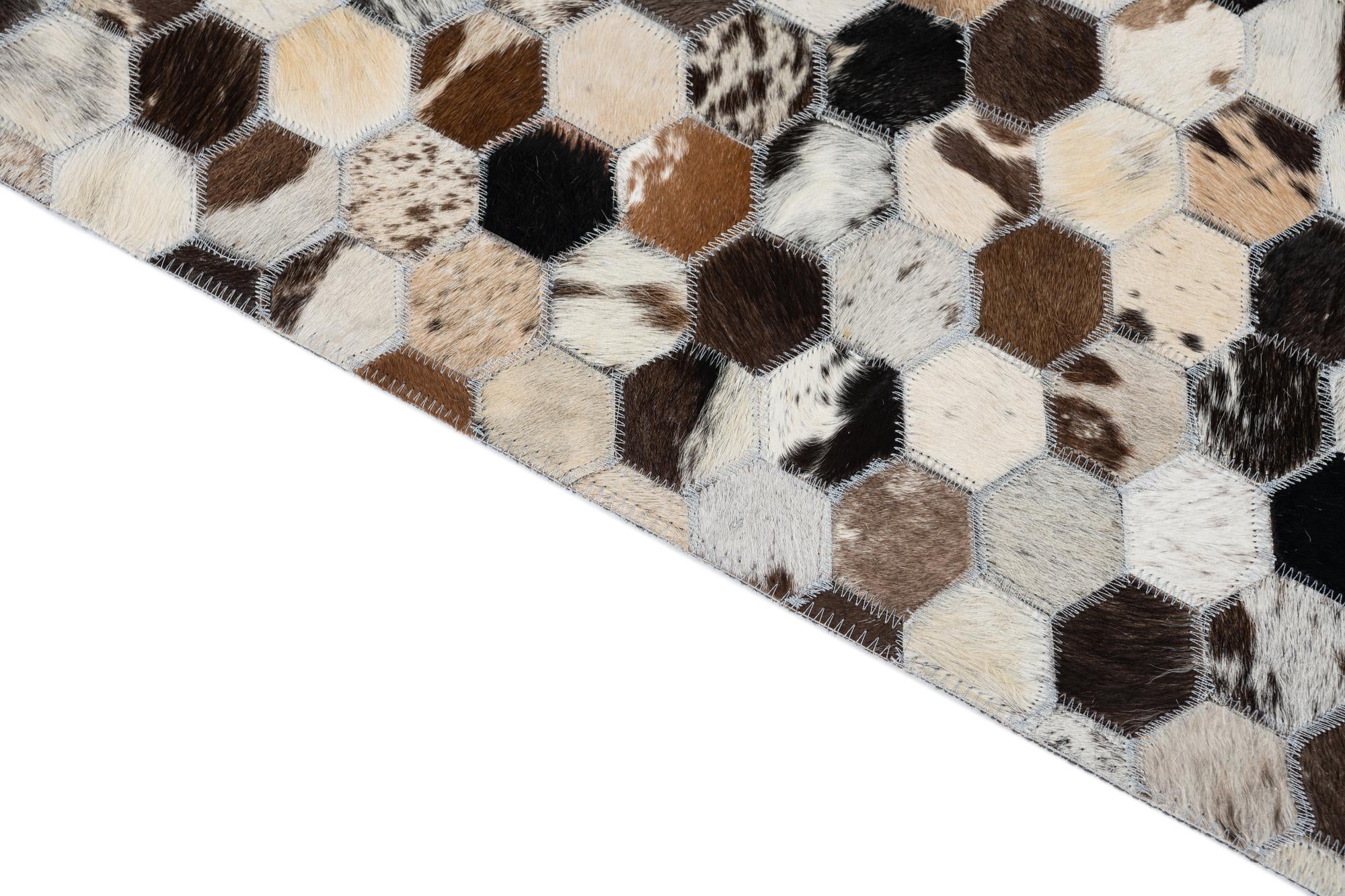 5' 1 x 7' 10 Cowhide Leather Rug