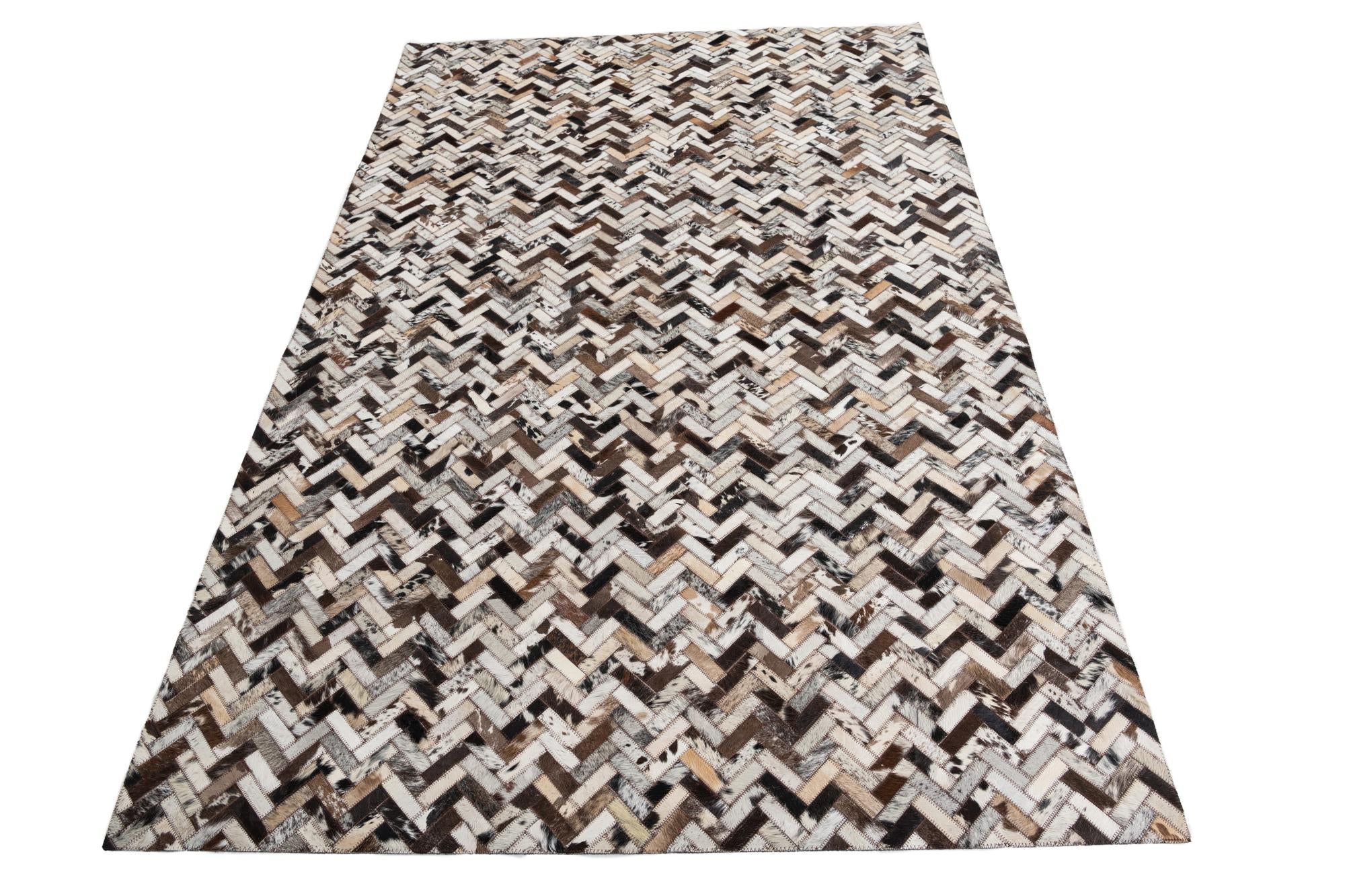 5' 1 x 7' 10 Cowhide Leather Rug