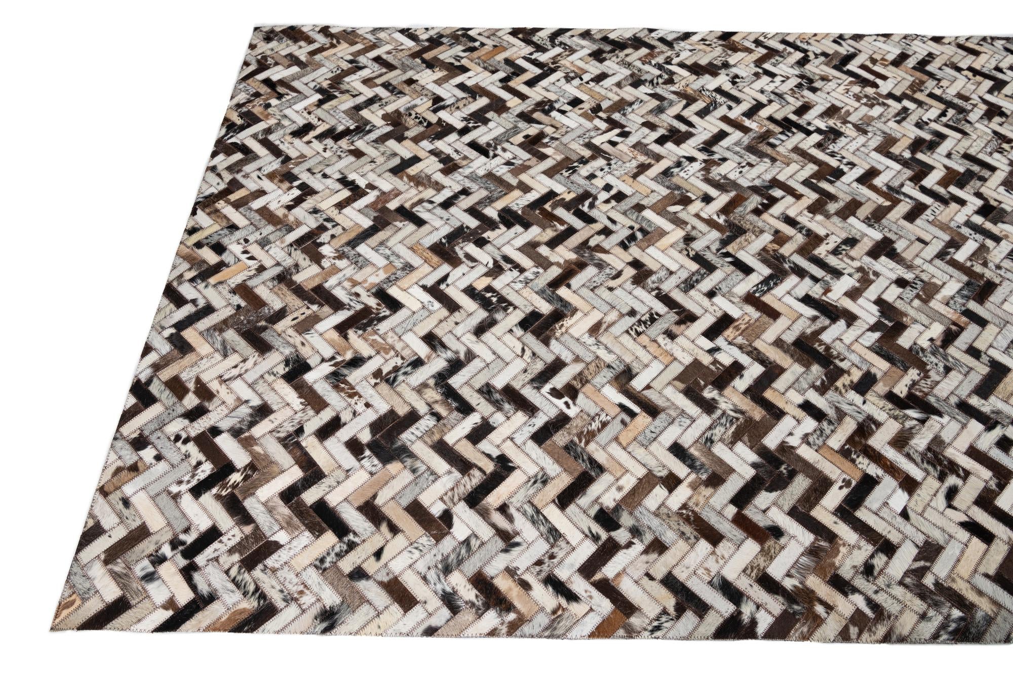 5' 1 x 7' 10 Cowhide Leather Rug