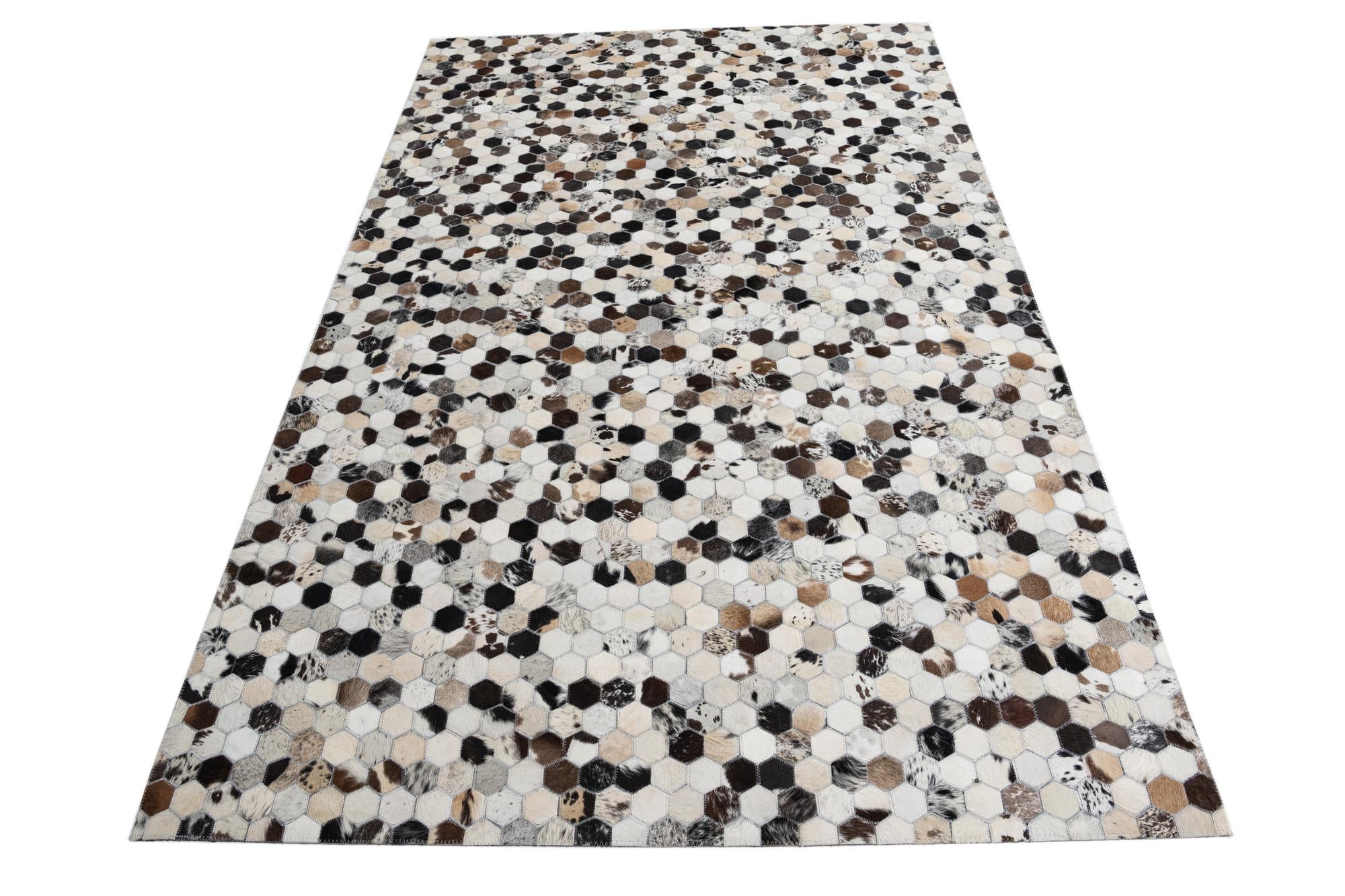 5' 1 x 8' Cowhide Leather Rug
