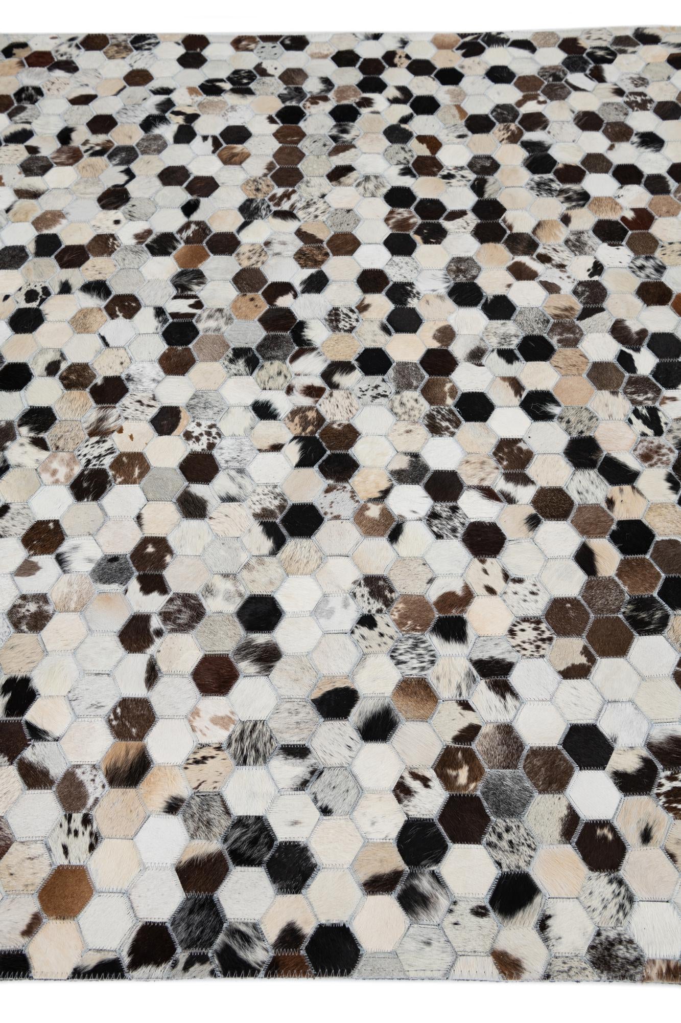 5' 1 x 8' Cowhide Leather Rug