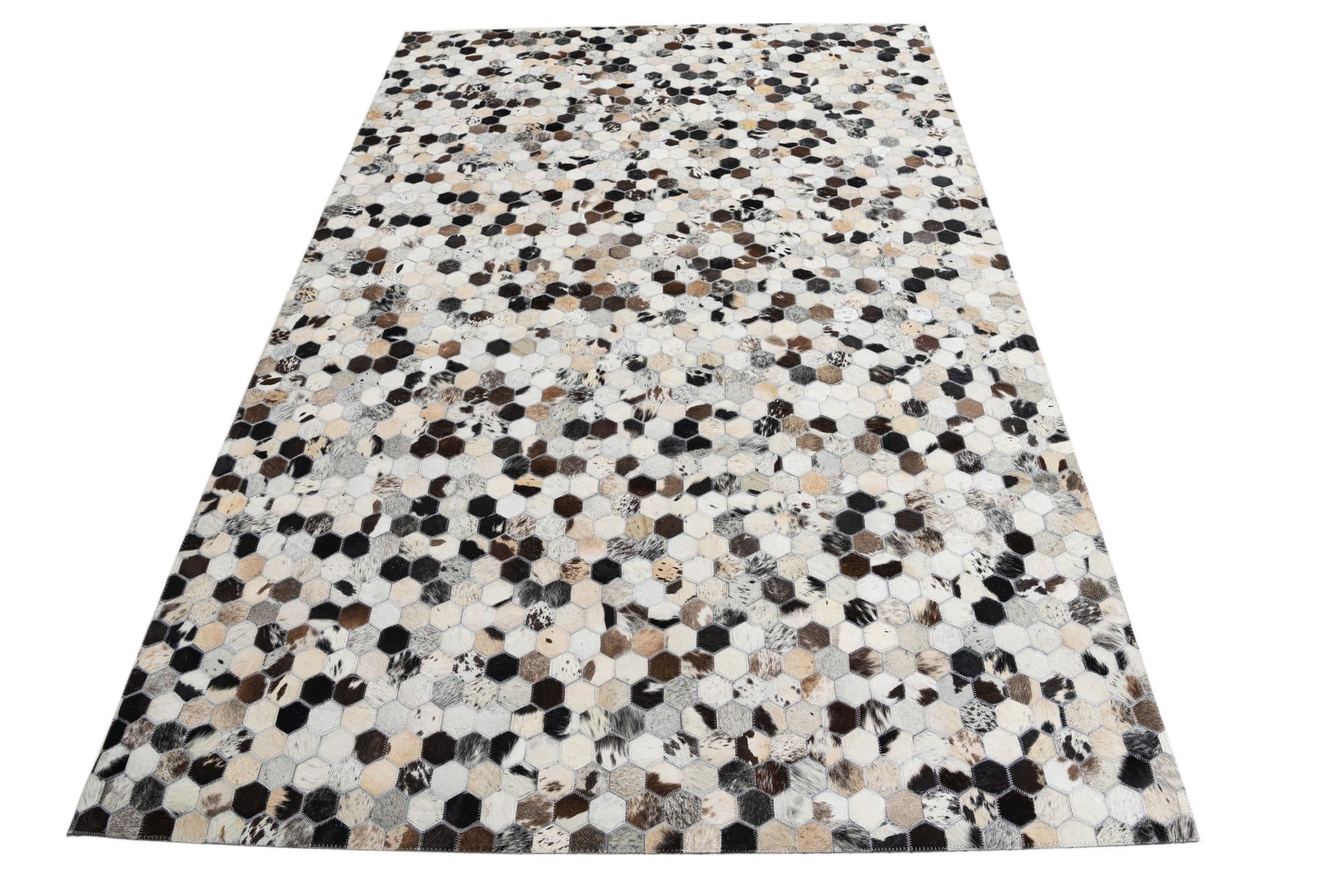 5' 4 x 8' Cowhide Leather Rug