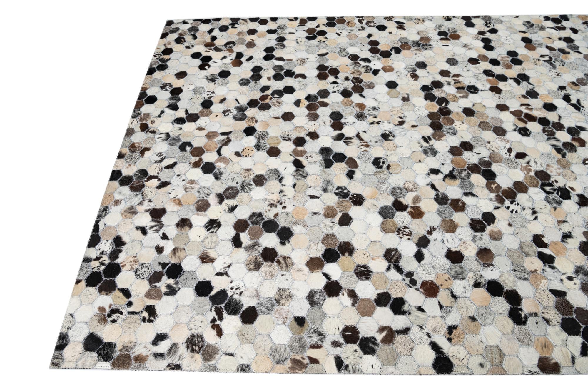 5' 4 x 8' Cowhide Leather Rug