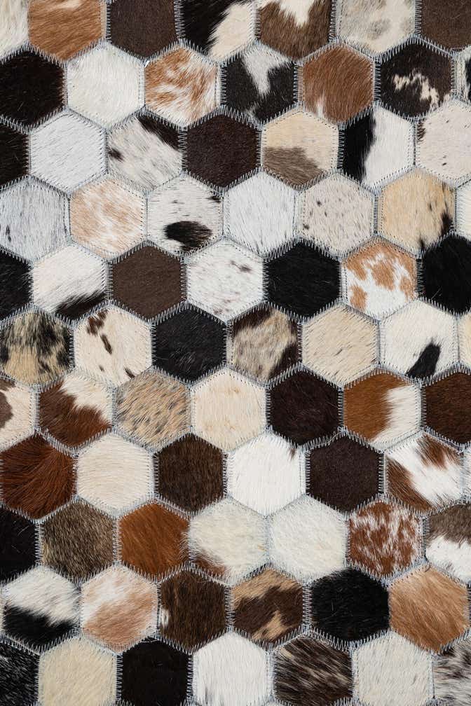 5' 1 x 7' 10 Cowhide Leather Rug