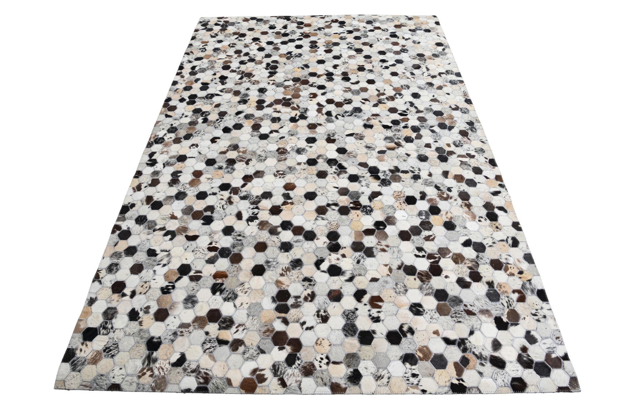 5' 4 x 8' Cowhide Leather Rug