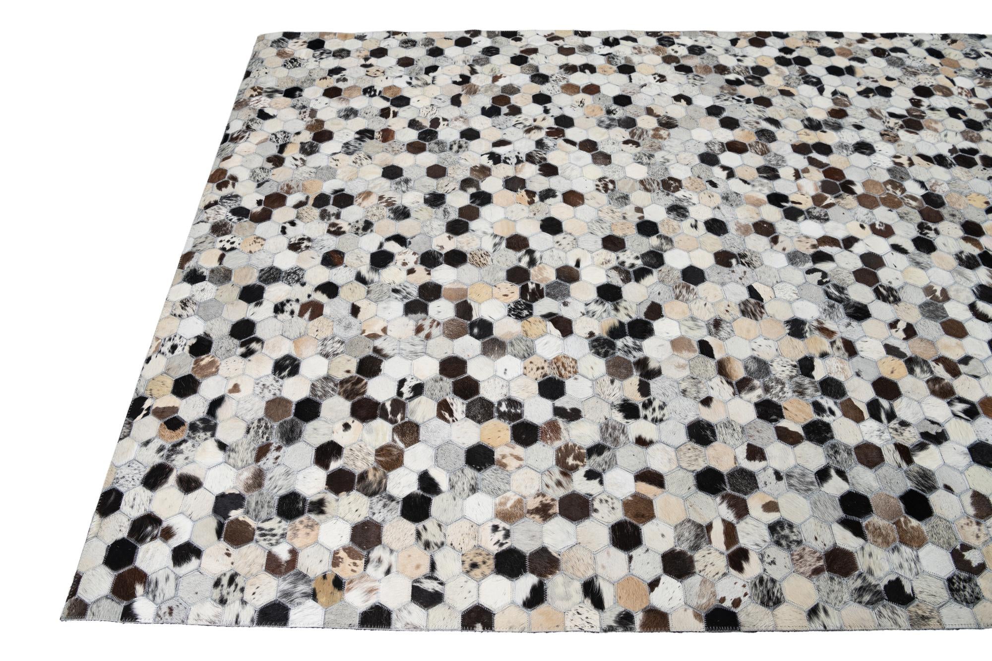 5' 4 x 8' Cowhide Leather Rug