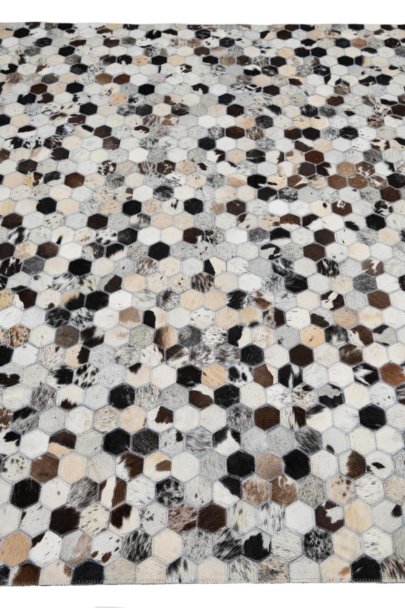 5' 4 x 8' Cowhide Leather Rug