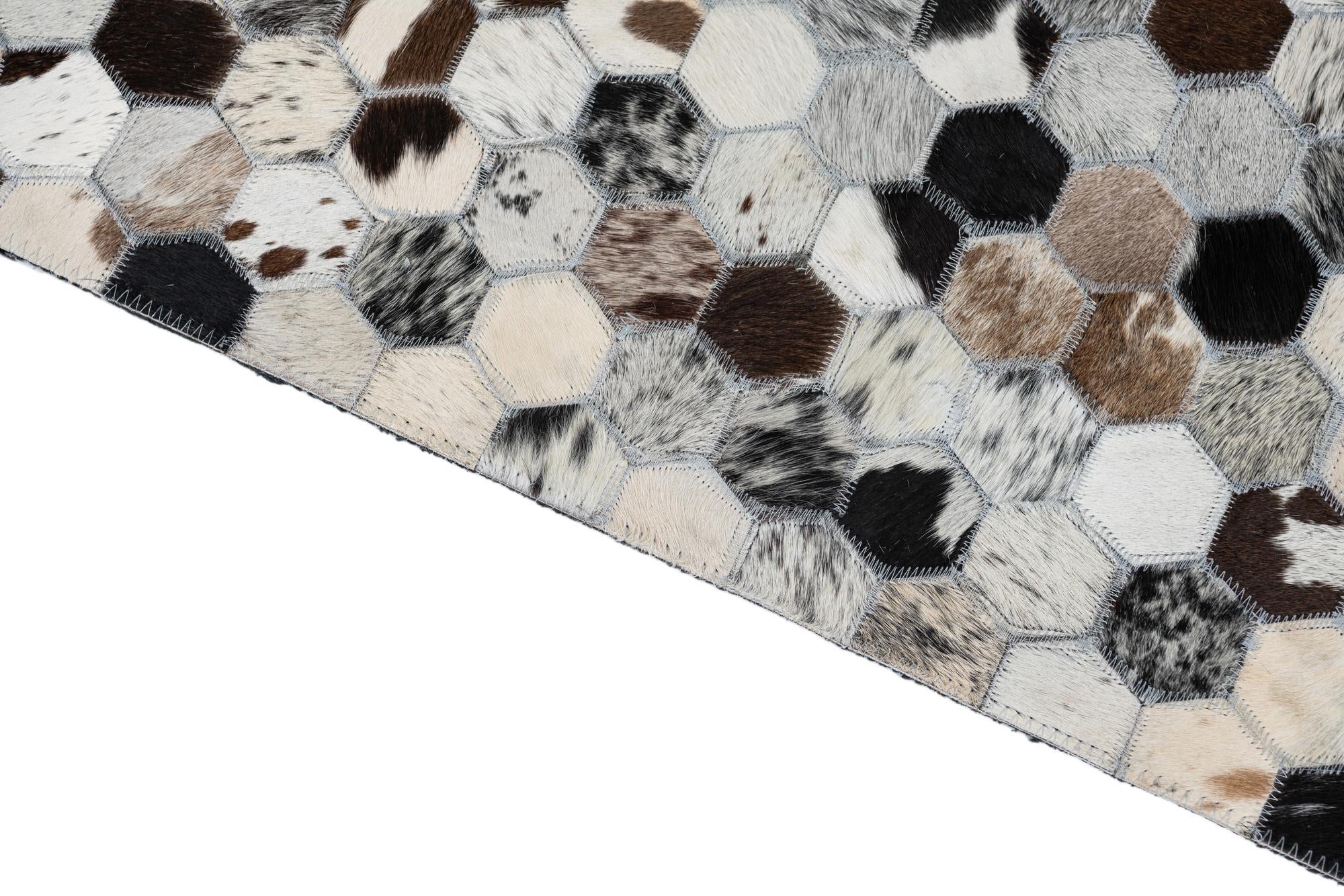 5' 4 x 8' Cowhide Leather Rug