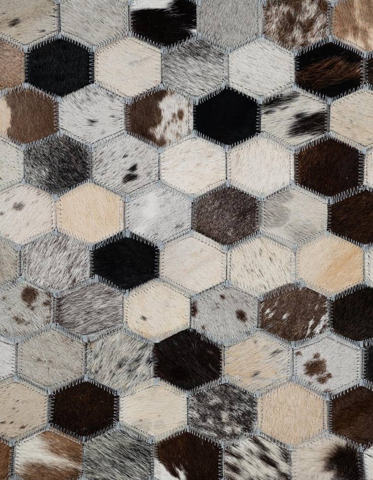Detail image of 5' 1 x 8' Cowhide Leather Rug