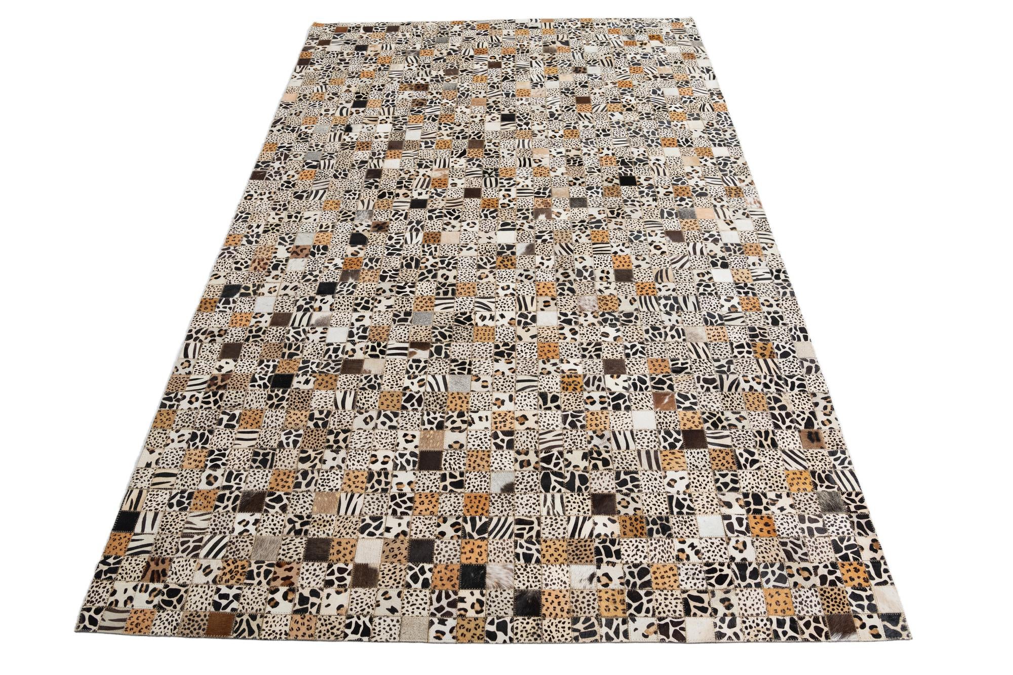 5' 1 x 8' Cowhide Leather Rug
