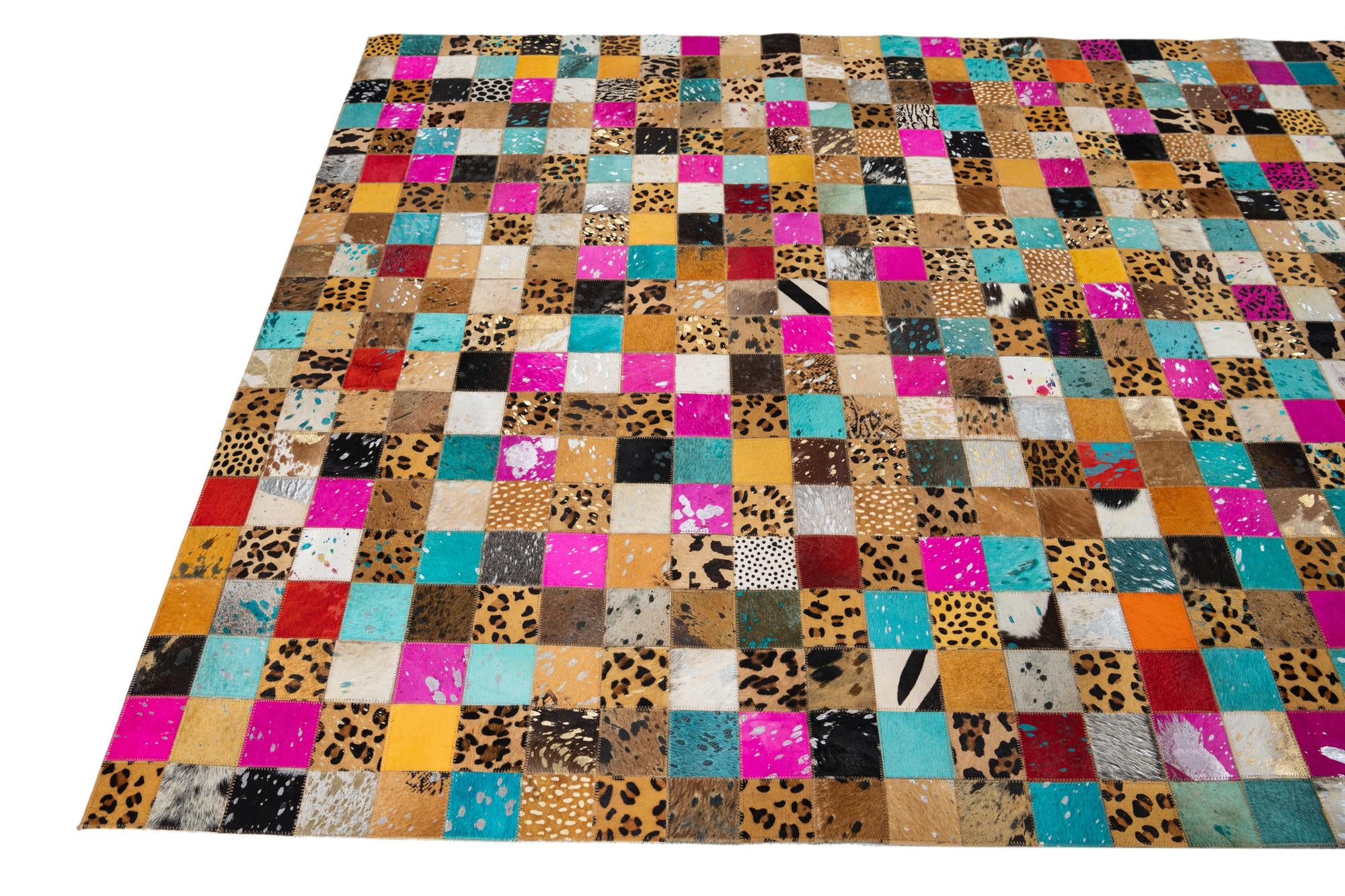 5' x 8' 1 Cowhide Leather Rug