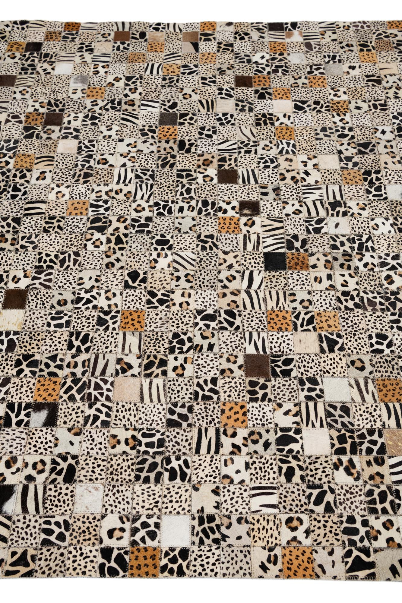 5' 1 x 8' 1 Cowhide Leather Rug