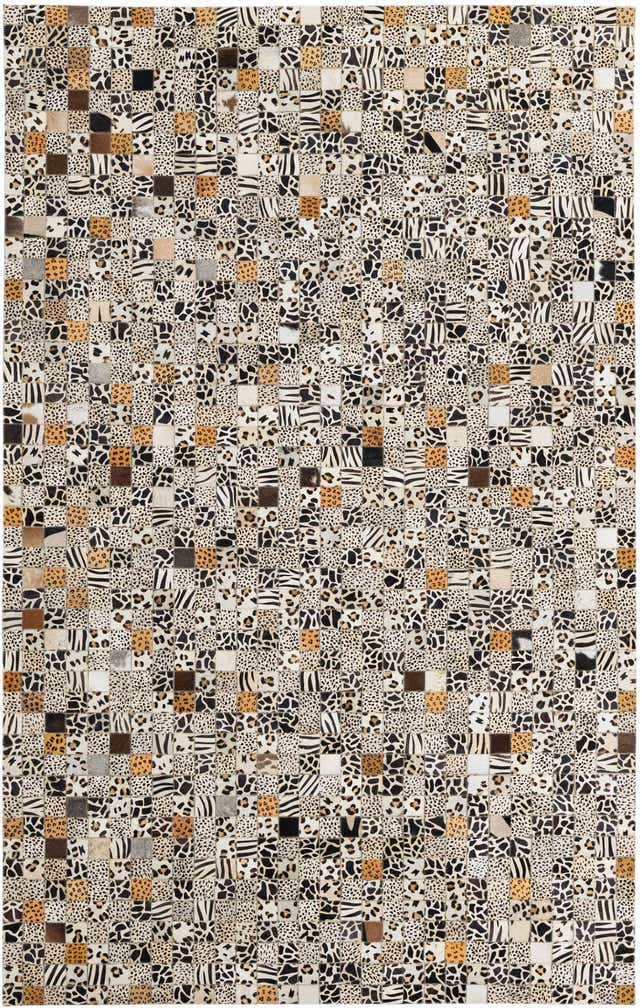 5' 1 x 8' 1 Cowhide Leather Rug