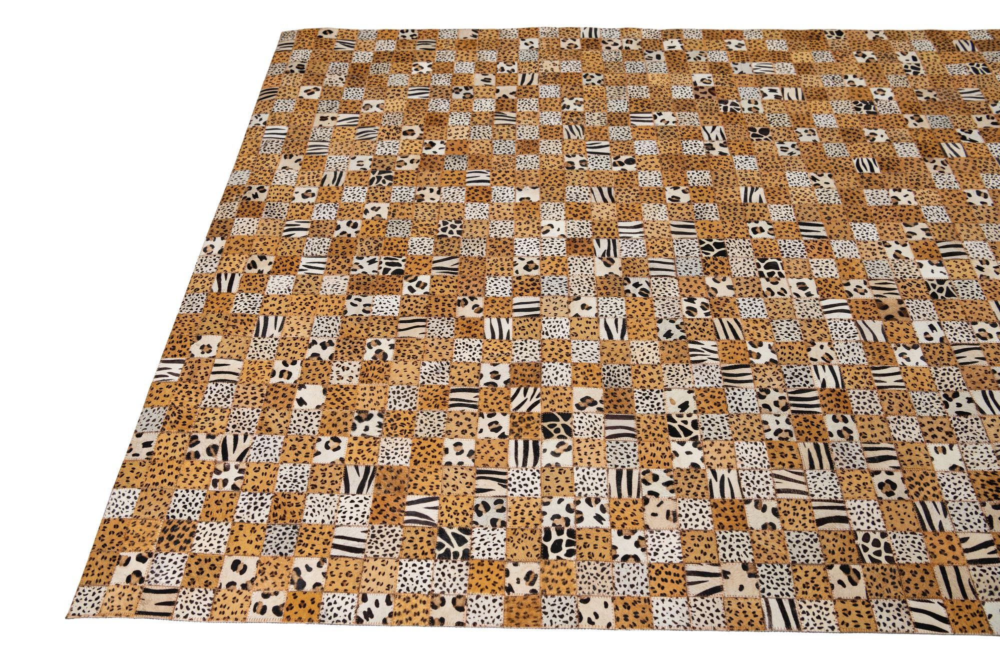 5' x 8' Cowhide Leather Rug