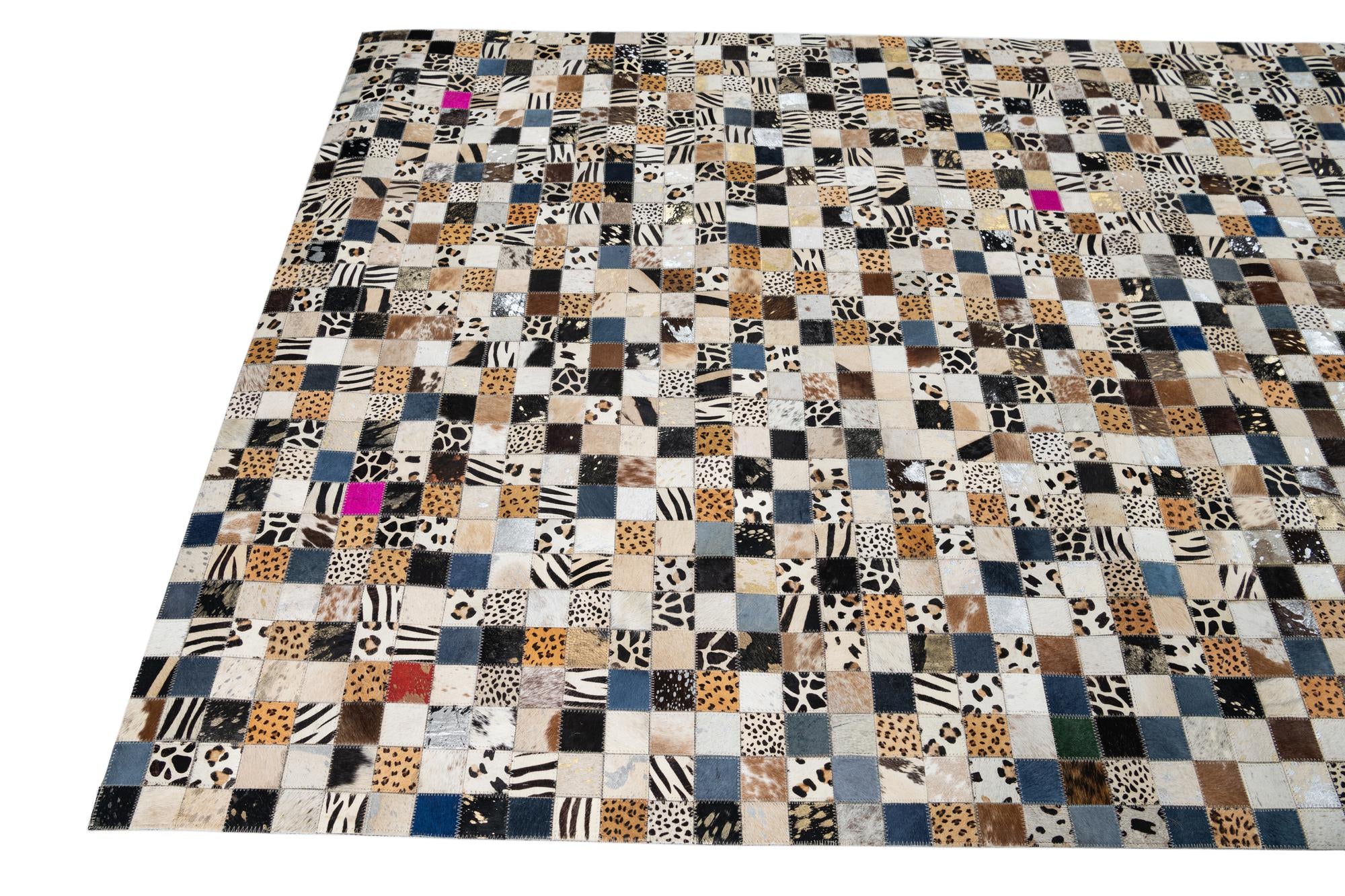5' x 7' 10 Cowhide Leather Rug