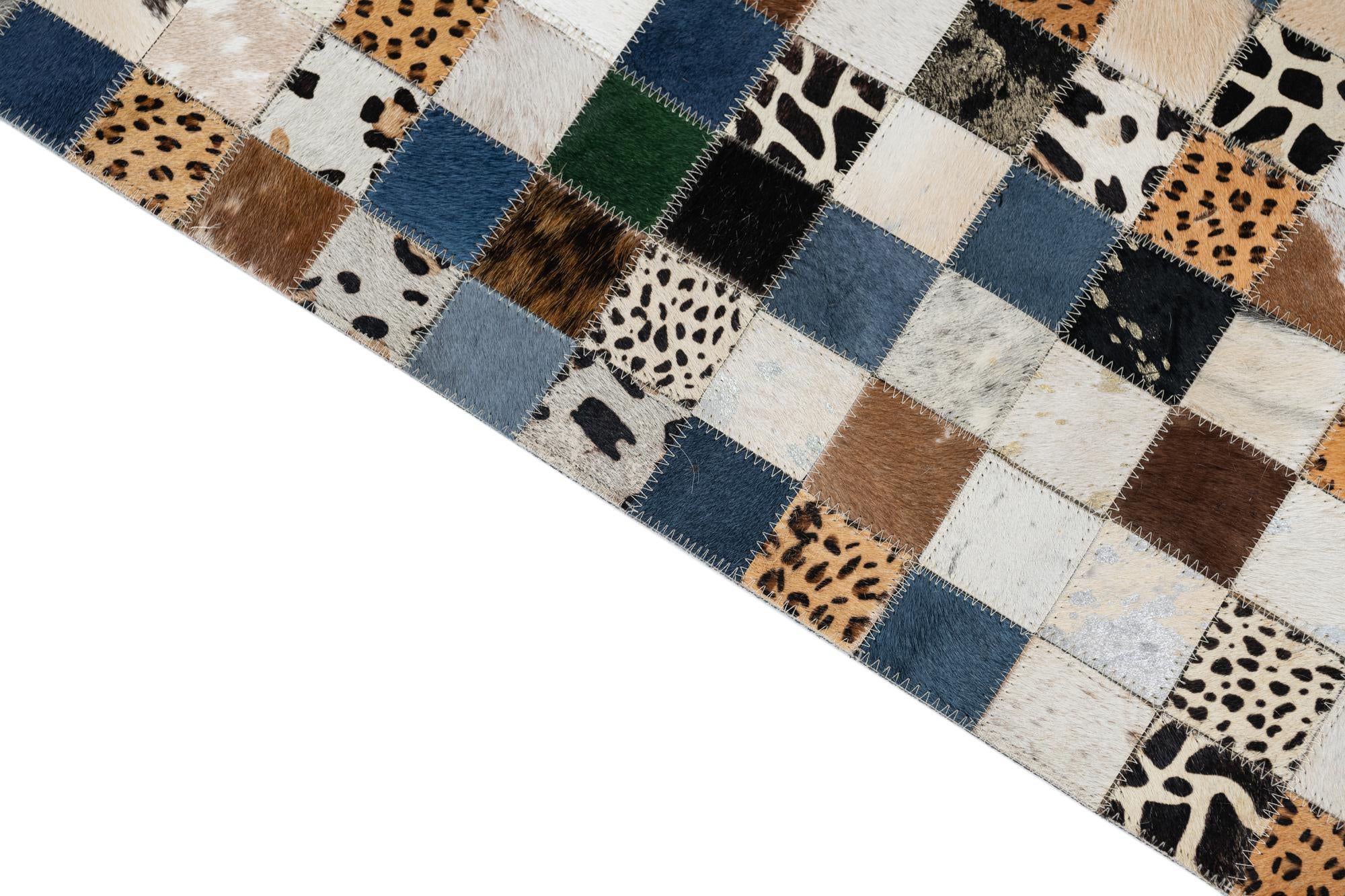 5' x 7' 10 Cowhide Leather Rug