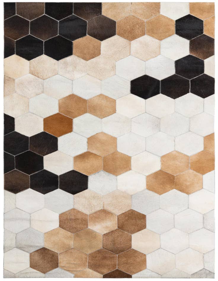 Detail image of 4' 10 x 8' Cowhide Leather Rug