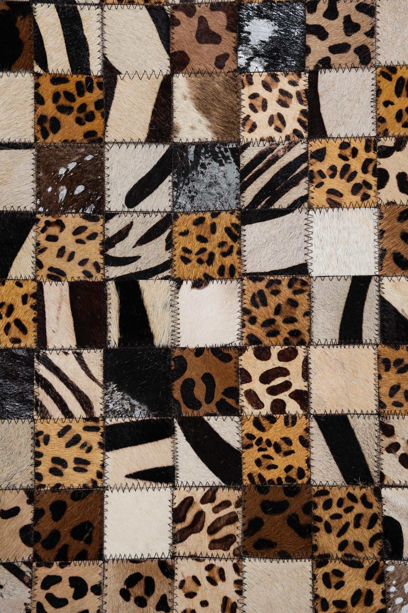 5' 1 x 8' 1 Cowhide Leather Rug
