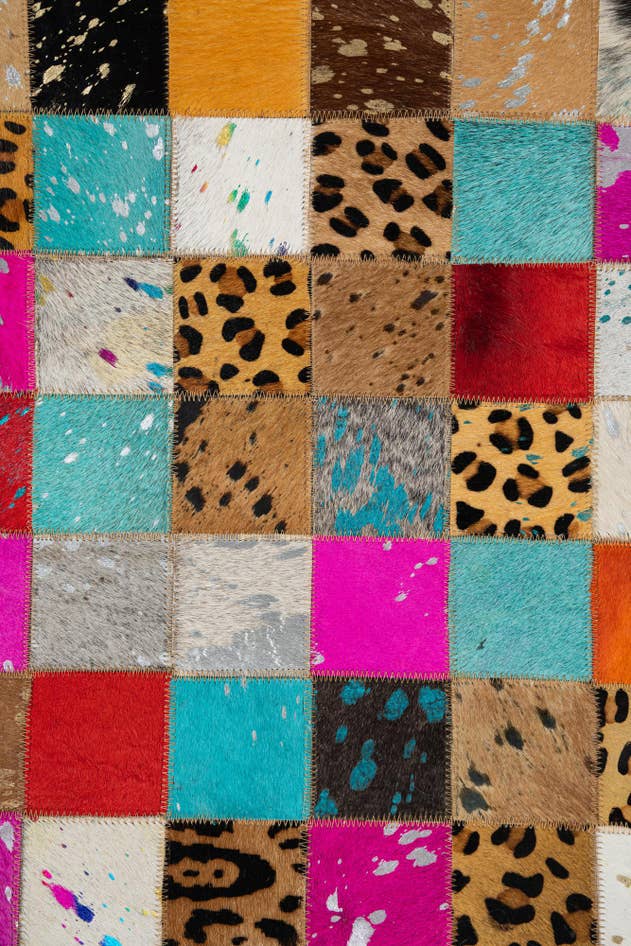 Detail image of 5' 1 x 8' Cowhide Leather Rug