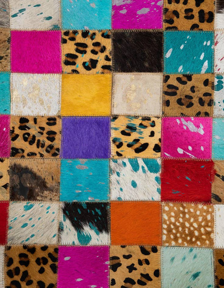 Detail image of 5' 1 x 8' Cowhide Leather Rug