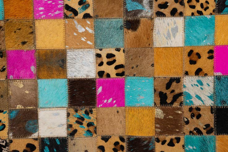 Detail image of 5' 1 x 8' Cowhide Leather Rug