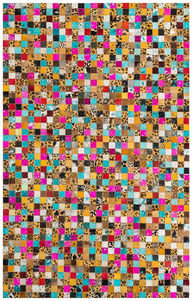 5' 1 x 8' Cowhide Leather Rug