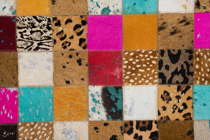 Detail image of 5' 1 x 8' Cowhide Leather Rug