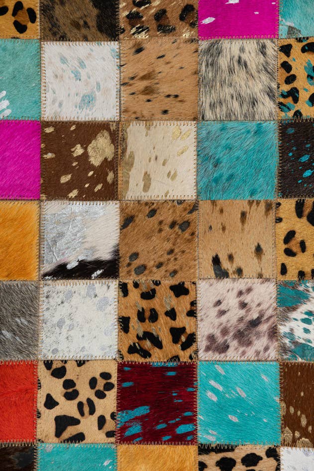 Detail image of 5' 1 x 8' Cowhide Leather Rug