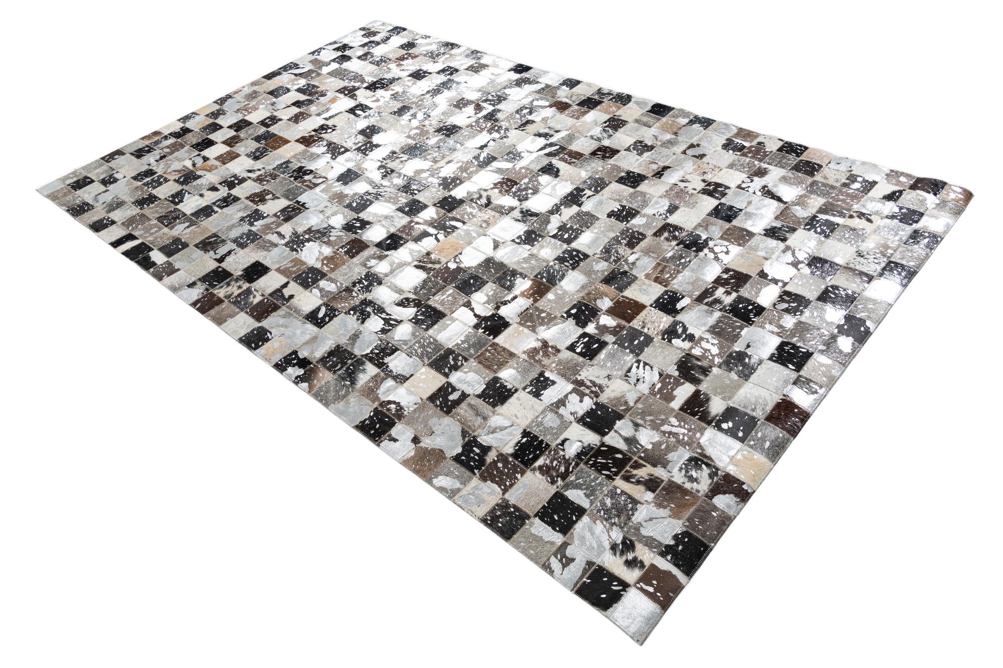 5' 1 x 8' 1 Cowhide Leather Rug