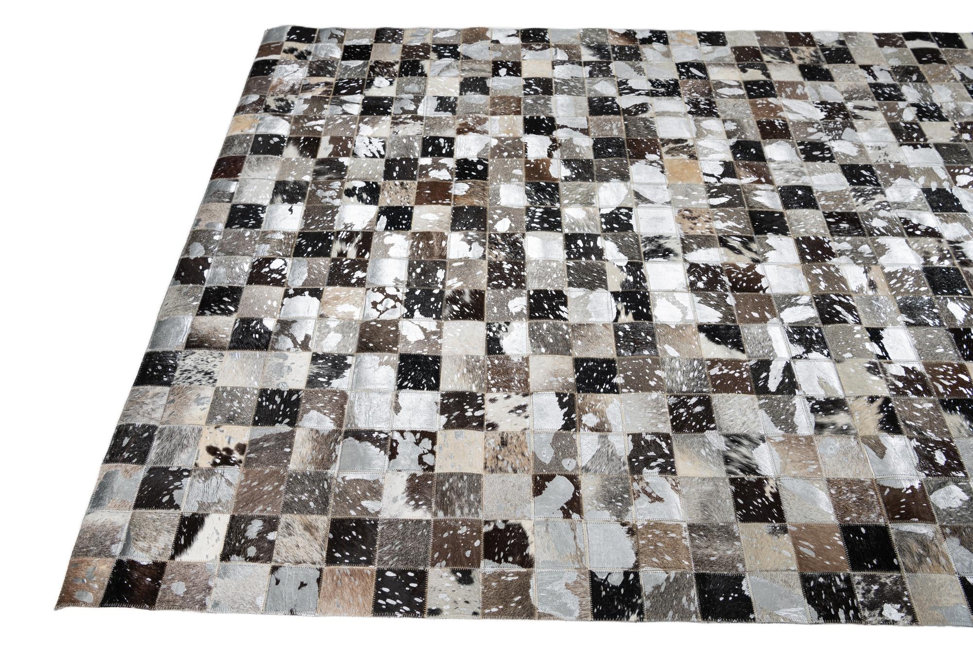 5' 1 x 8' 1 Cowhide Leather Rug