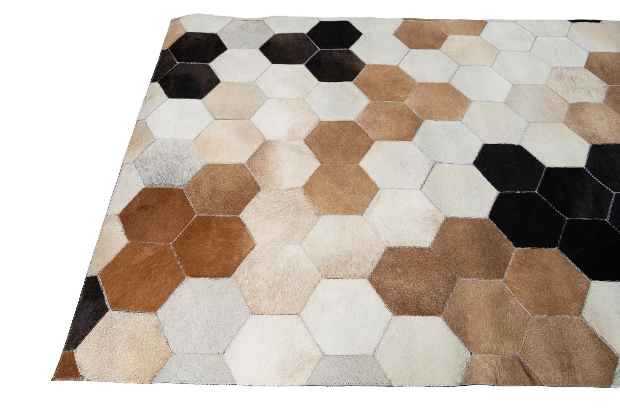 5' x 8' Cowhide Leather Rug