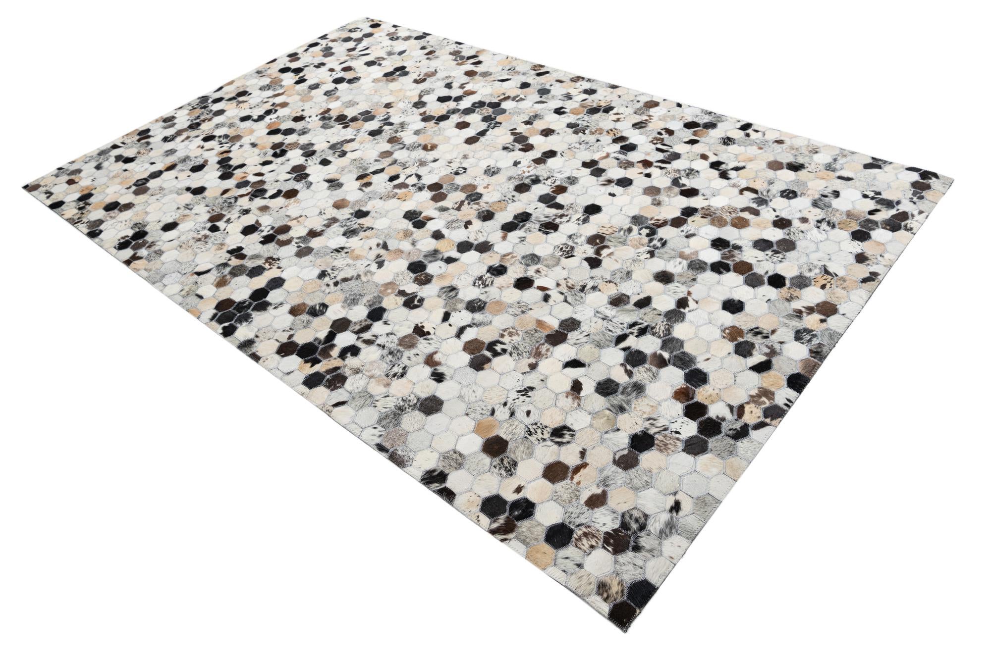 5' 1 x 7' 10 Cowhide Leather Rug