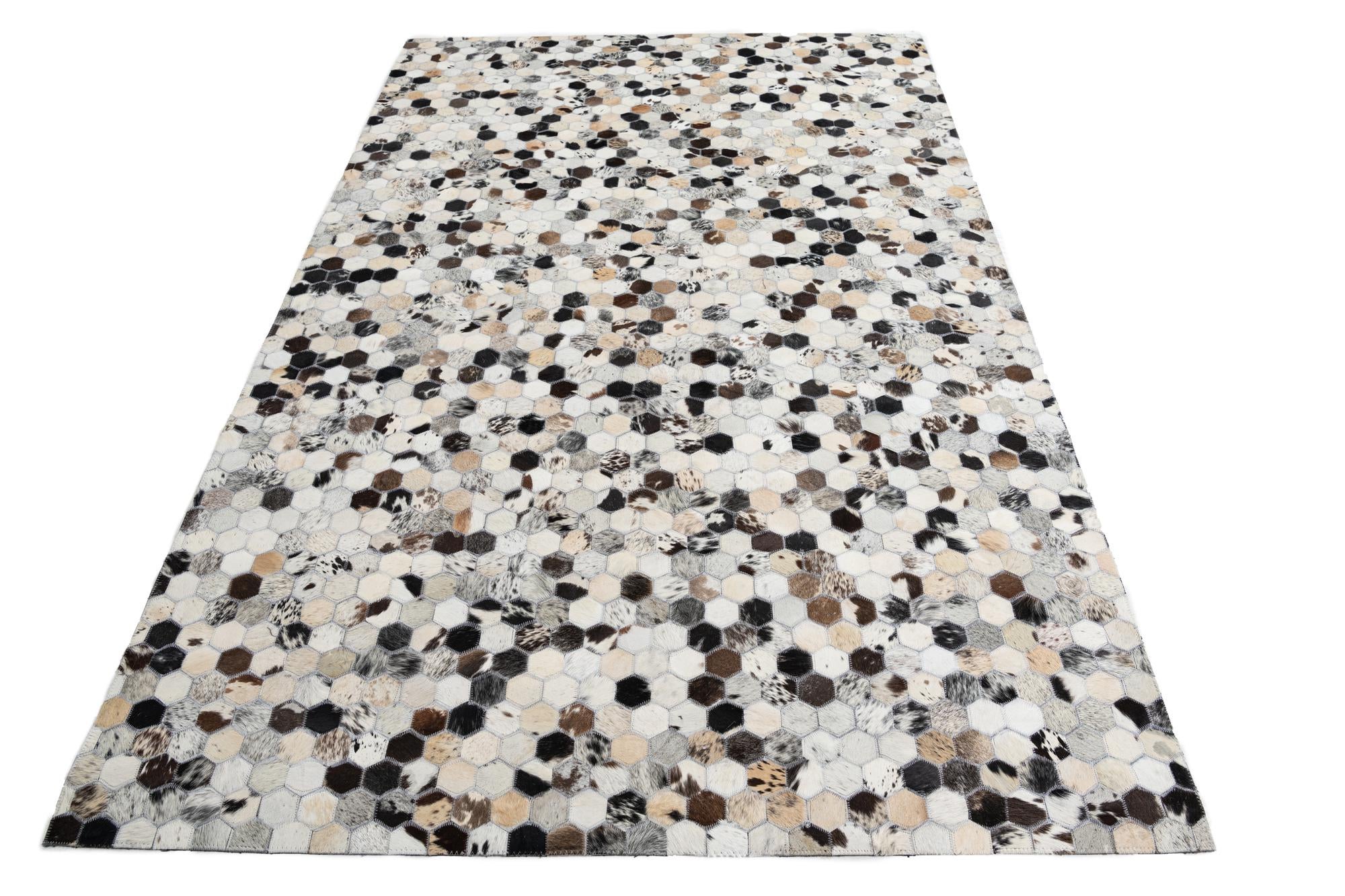 5' 1 x 7' 10 Cowhide Leather Rug