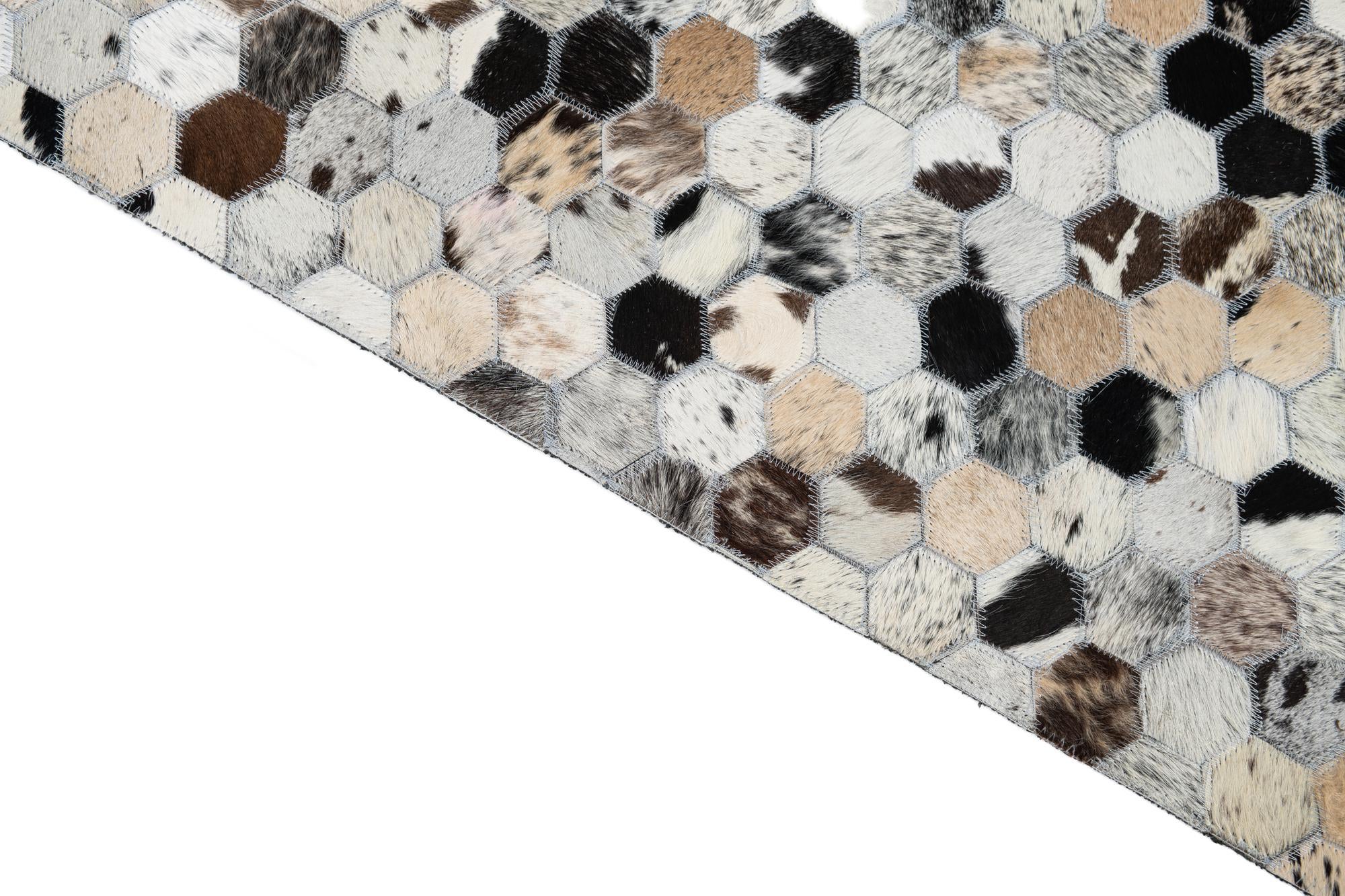 5' 1 x 7' 10 Cowhide Leather Rug