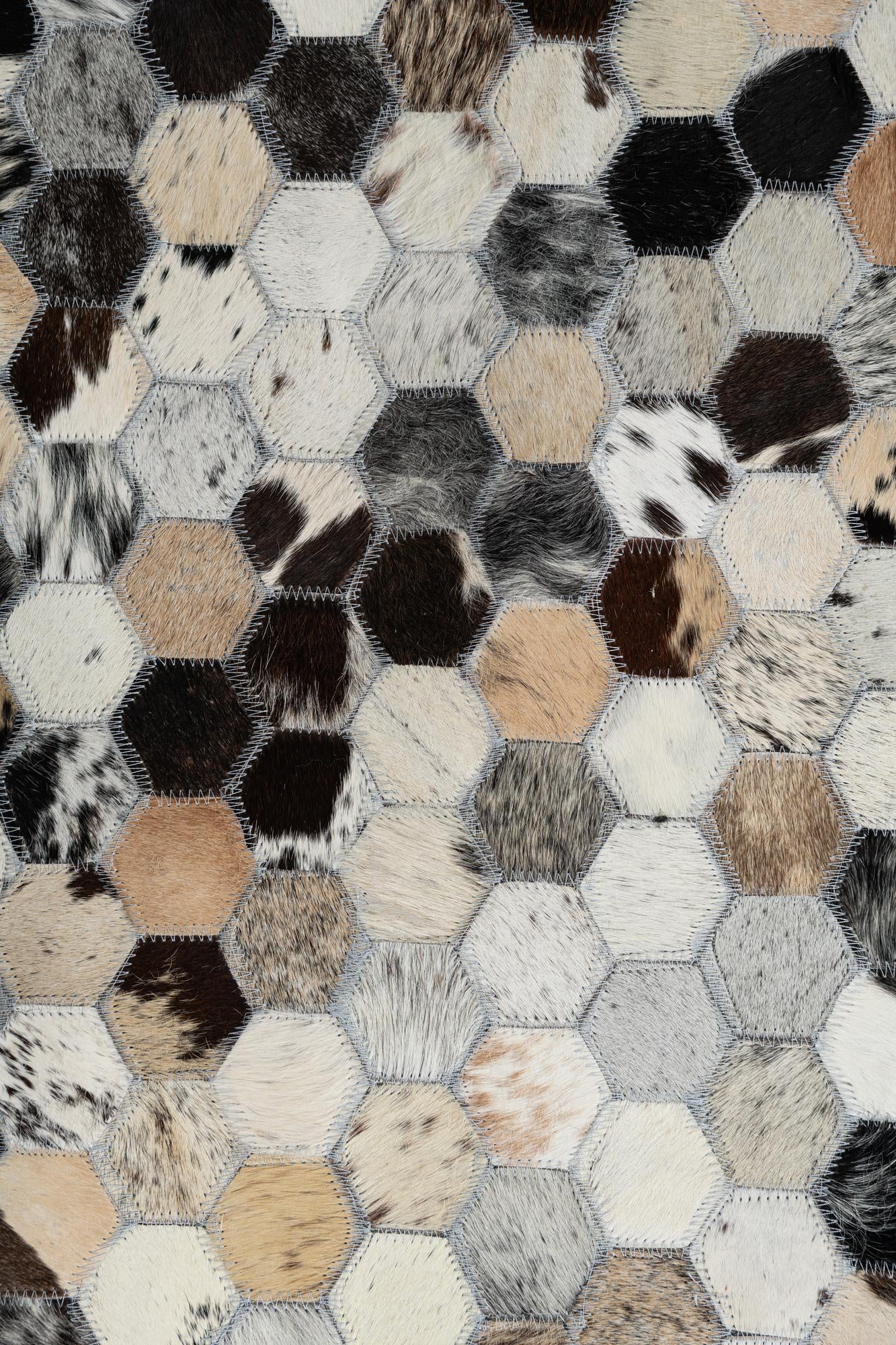 5' 1 x 7' 10 Cowhide Leather Rug