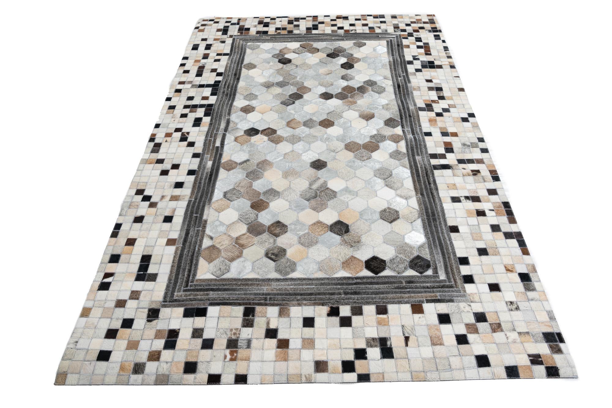 5' x 8' Cowhide Leather Rug