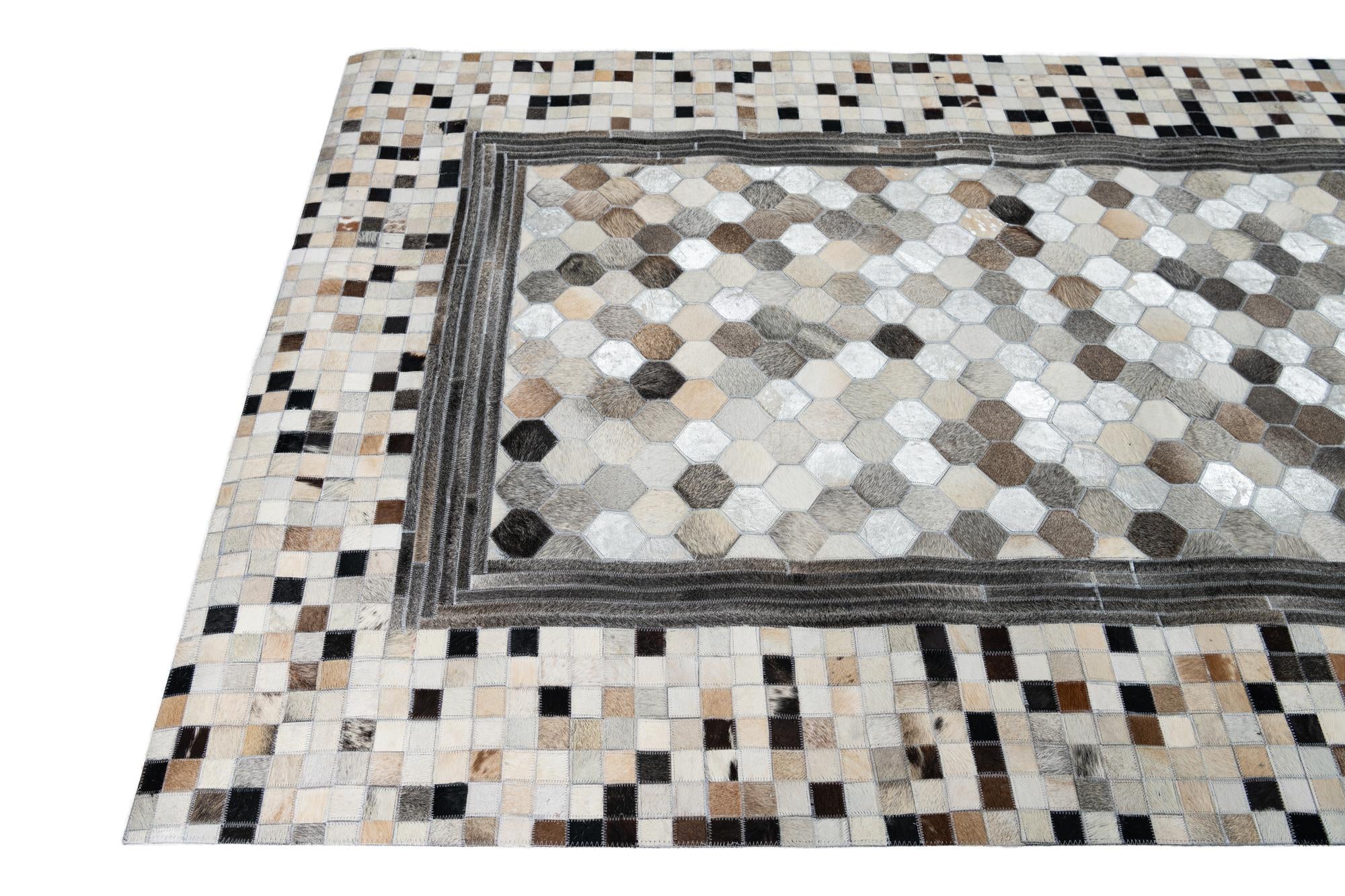 5' x 8' Cowhide Leather Rug