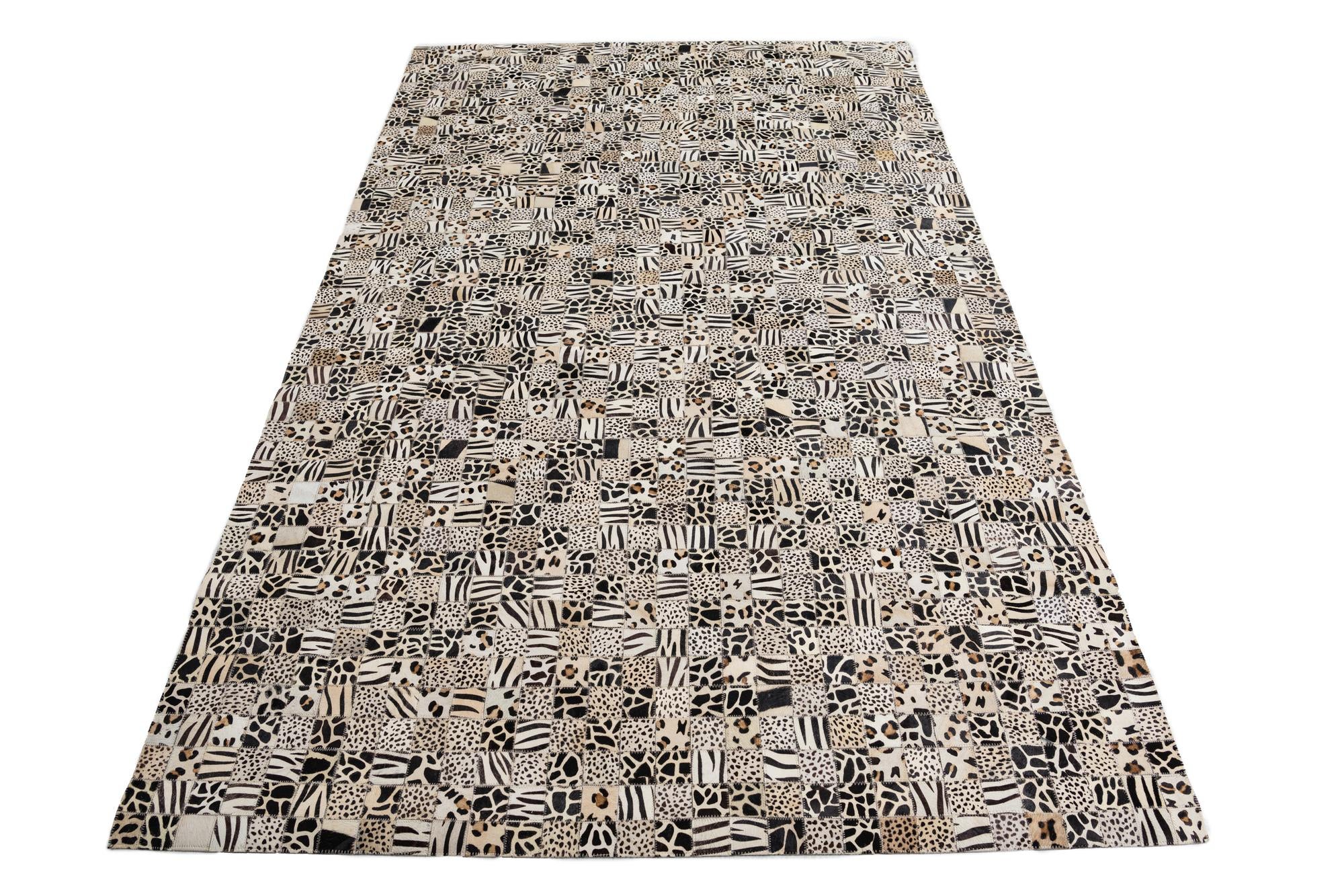 5' 1 x 8' Cowhide Leather Rug