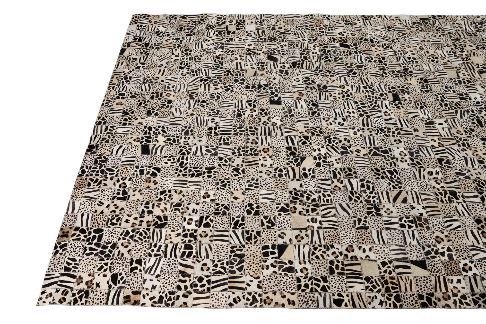 5' 1 x 8' Cowhide Leather Rug