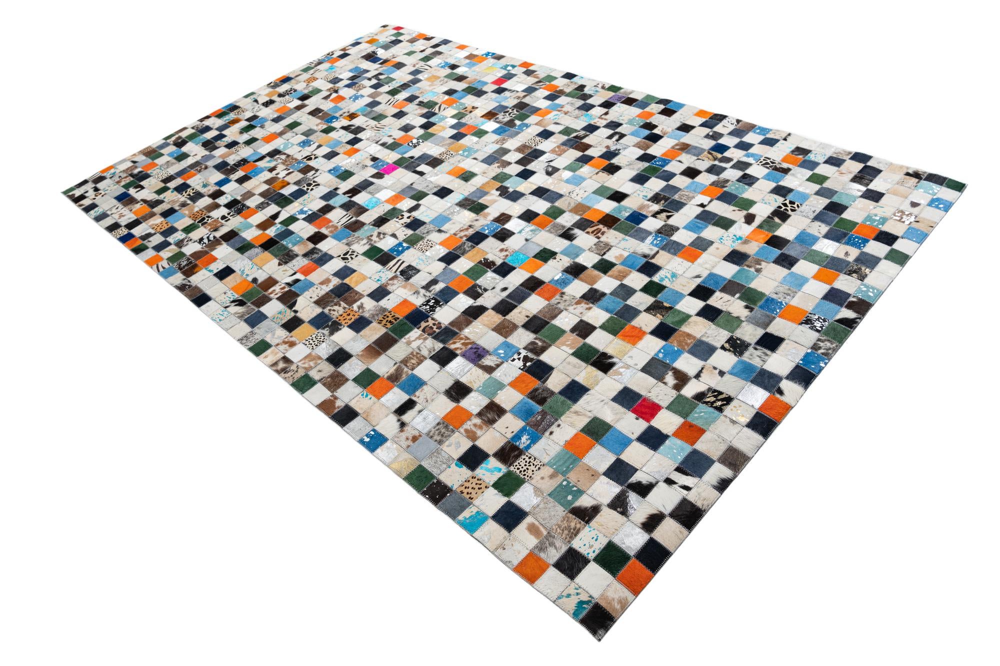 5' 1 x 8' Cowhide Leather Rug