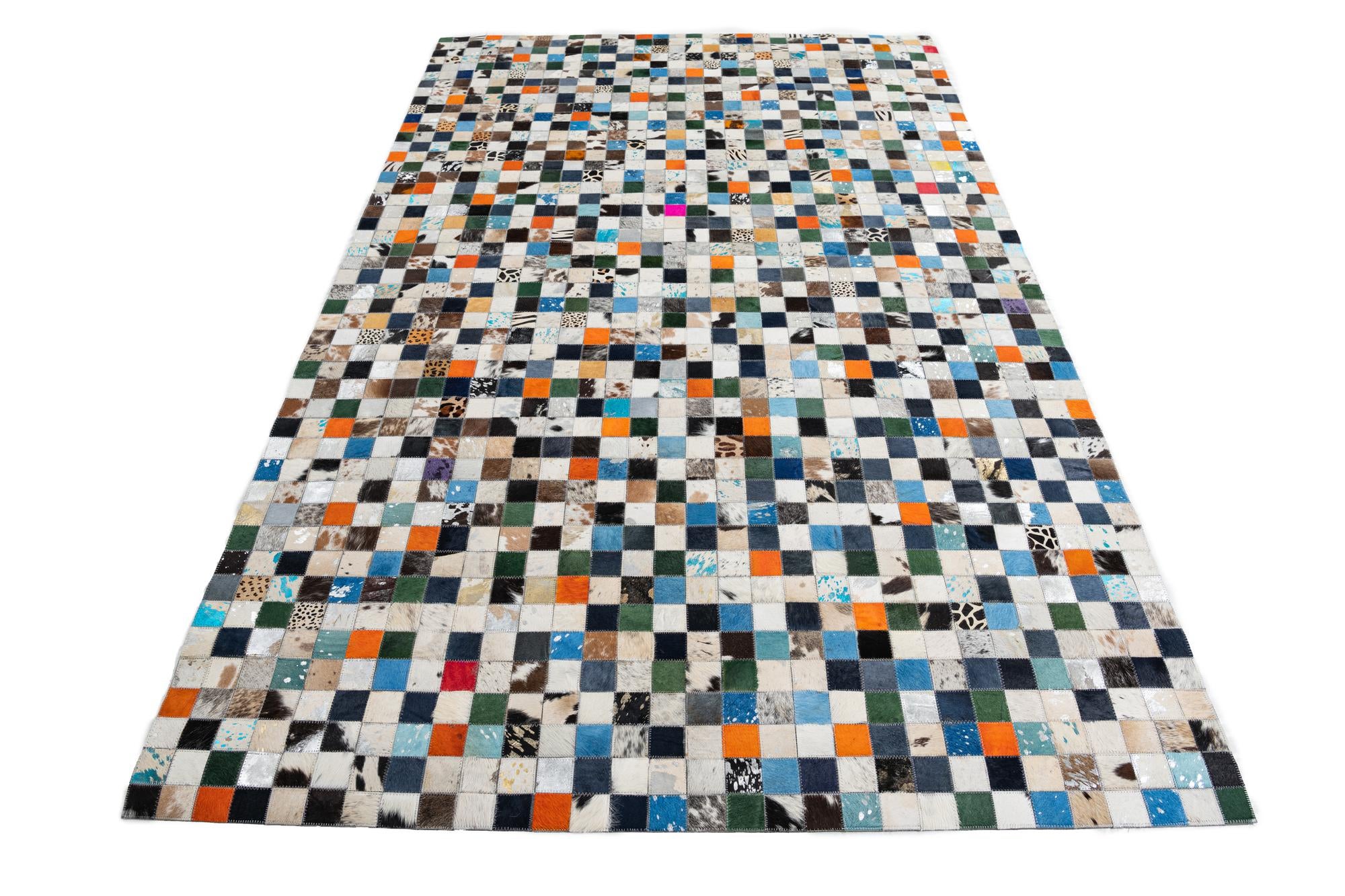 5' 1 x 8' Cowhide Leather Rug