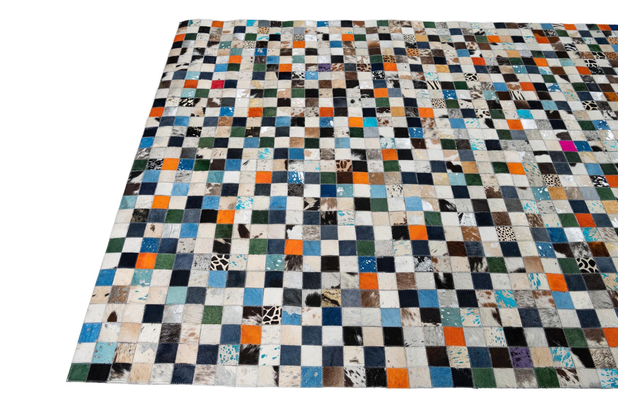 5' 1 x 8' Cowhide Leather Rug
