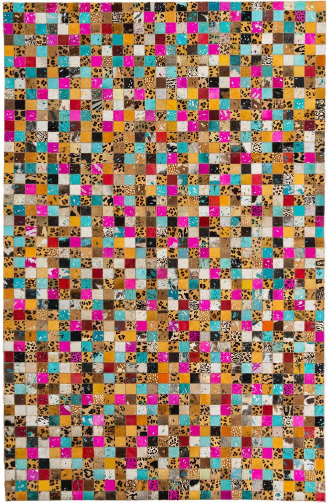 5' 1 x 8' Cowhide Leather Rug