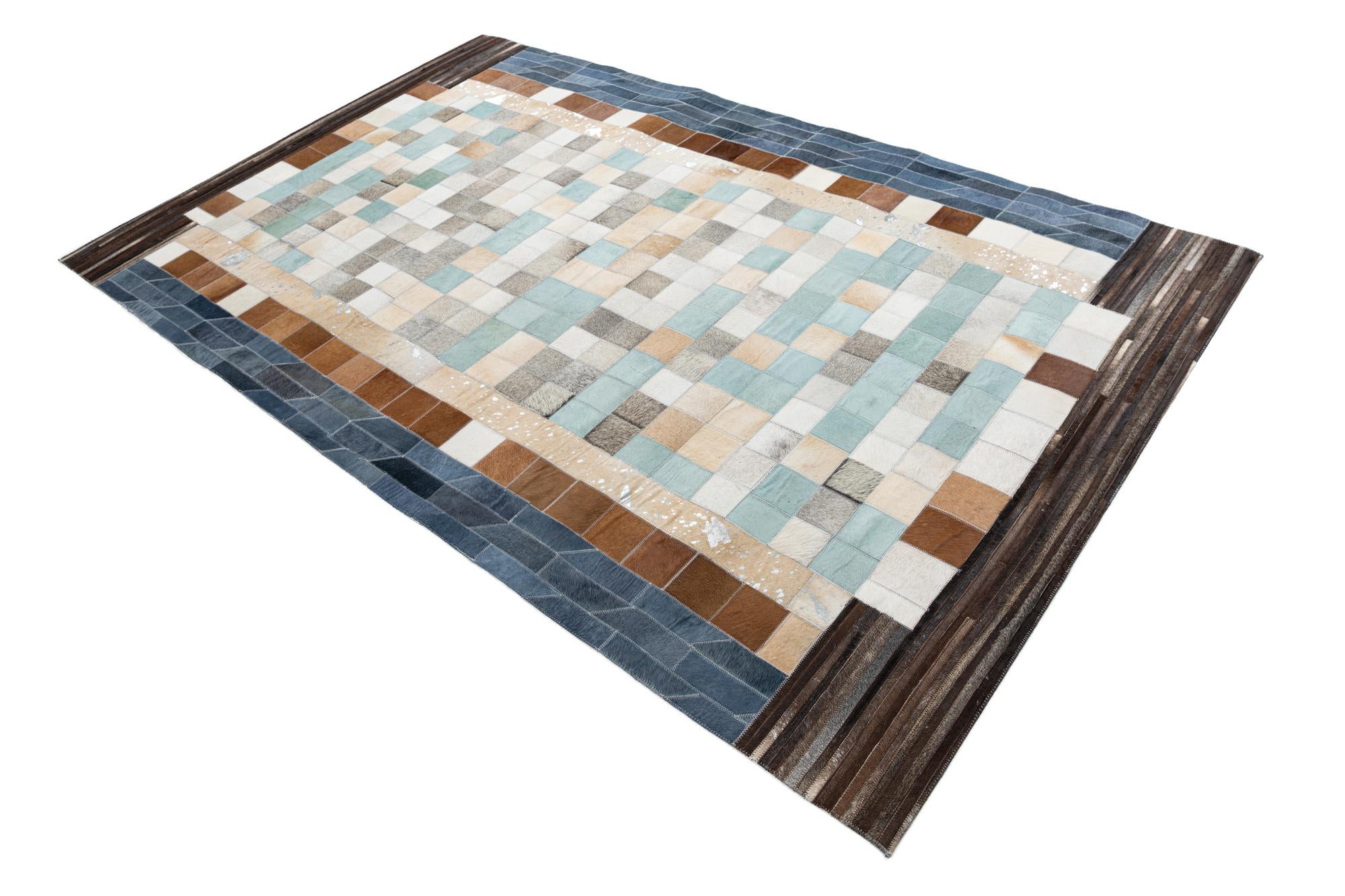 5' x 7' 10 Cowhide Leather Rug