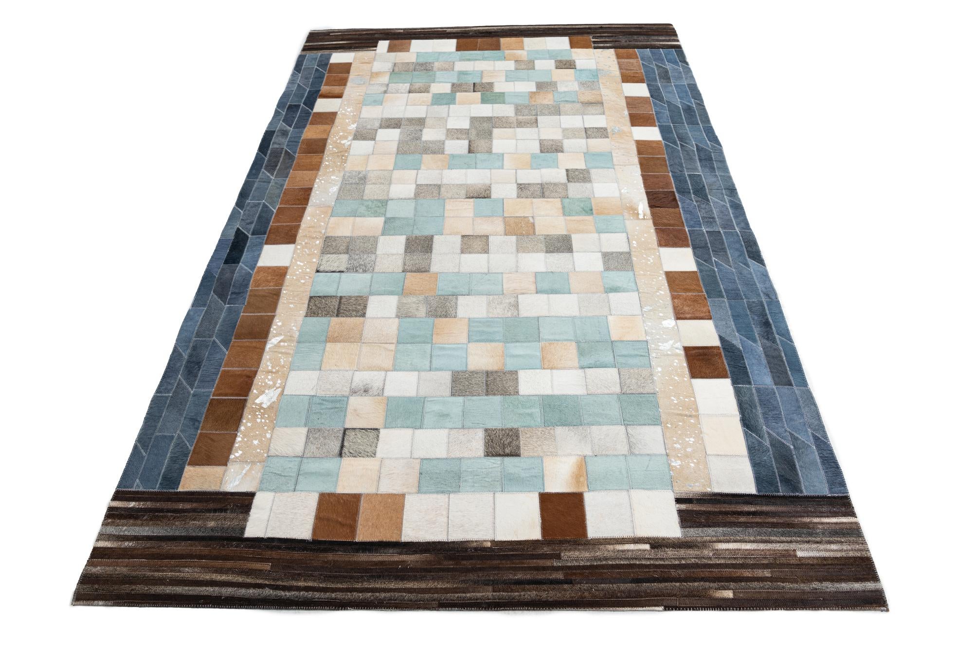 5' x 7' 10 Cowhide Leather Rug